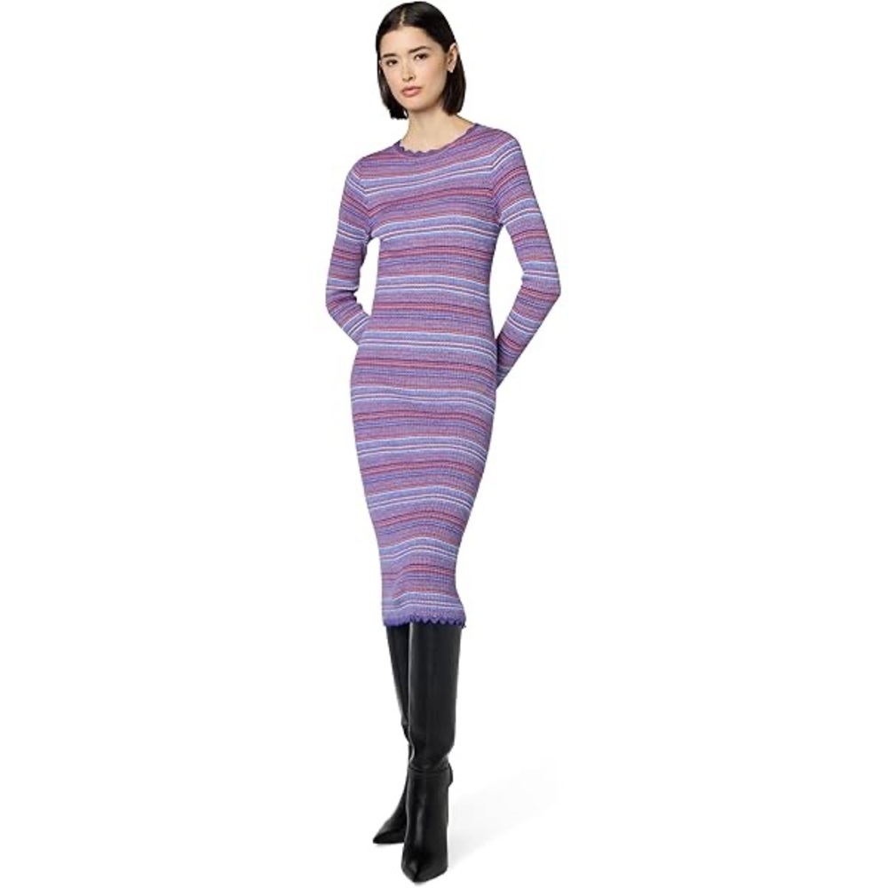 Stine Goya Tinita Purple Striped Knit Midi Dress - Women's S